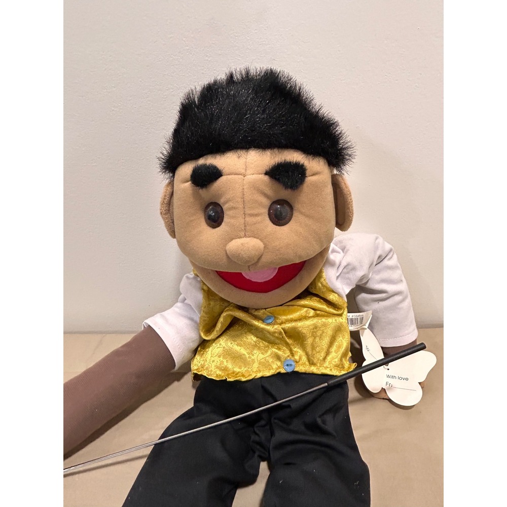 Sunny Puppets Boy Hand Puppet Gold Vest Black Pants GS4566 New with Tags - Picture 3 of 6